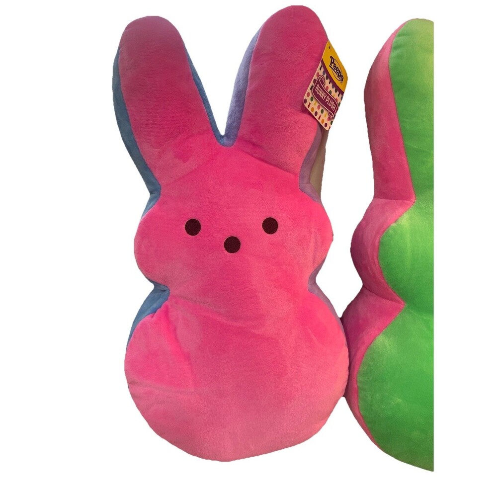 Peeps Just Born Plush Bunny Rabbit Large 16” Stuffed 2024Tags Pink Yellow